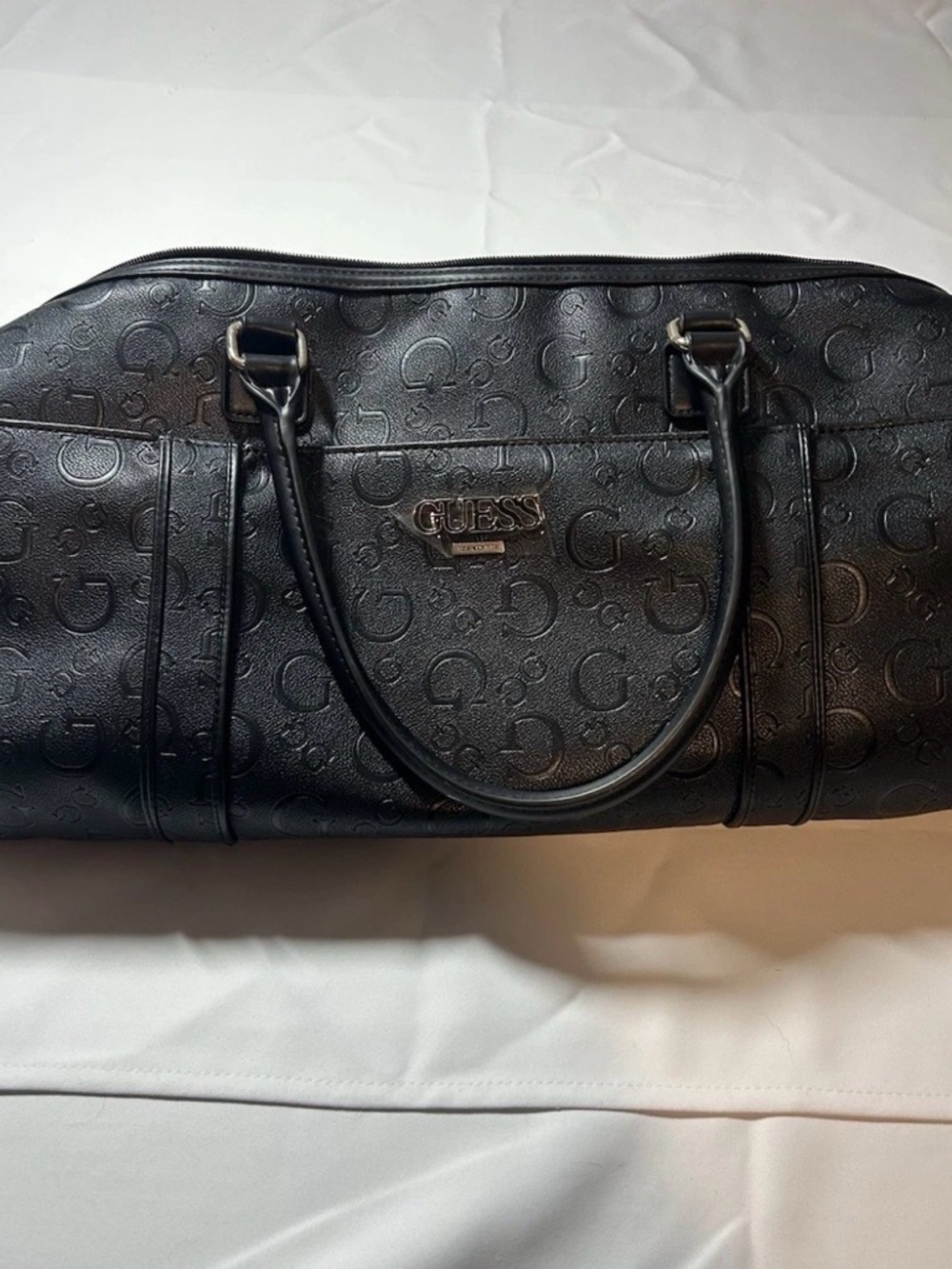 GUESS Black Embossed Logo Tote
